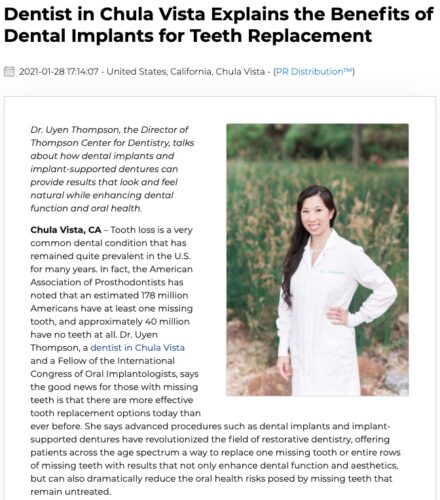 Dr. Uyen Thompson, a dentist in Chula Vista and the Eastlake area, explains the many advantages of dental implants for individuals with missing teeth.